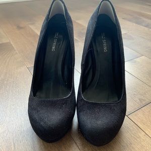 Black suede heel